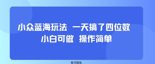 小众蓝海玩法 一天搞了四位数 小白可做 操作简单-77so