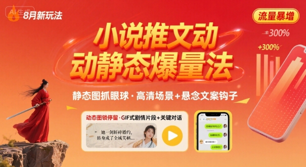 8月小说推文全新玩法，动静态图片+搭配小说文案爆量玩法-77so