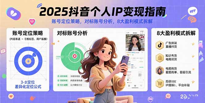 2025抖音个人IP变现指南，账号定位策略，对标账号分析，8大盈利模式拆解-77so