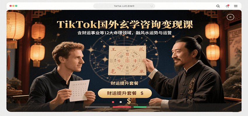TikTok国外玄学咨询变现课，含财运事业等12大命理领域，融风水运势与运营-77so