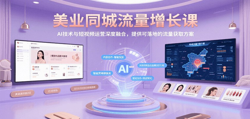 美业同城流量增长课，AI技术与短视频运营深度融合，提供可落地的流量获取方案-77so