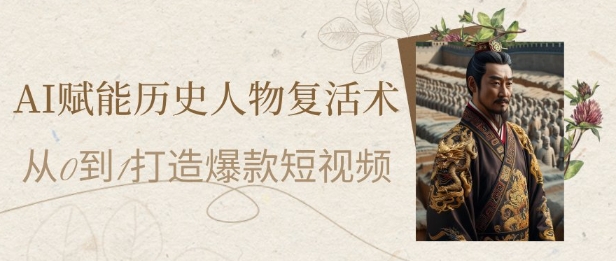 AI赋能历史人物复活术：从0到1打造爆款短视频，7天涨粉10W，小白也能月入过1W-77so
