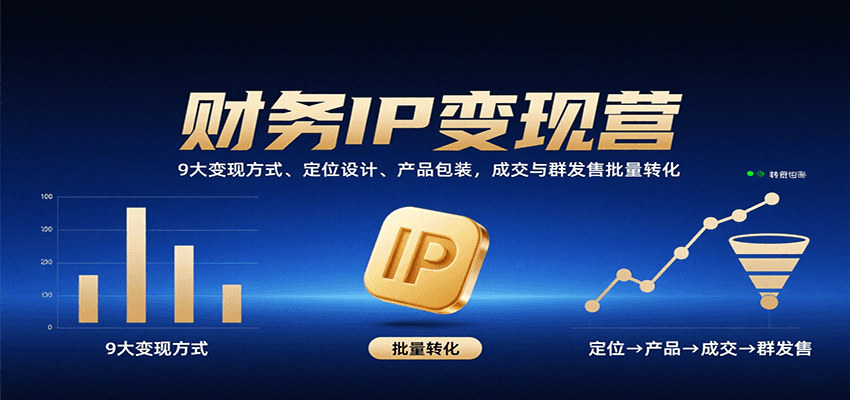 财务IP变现营：9大变现方式、定位设计、产品包装，成交与群发售批量转化-77so