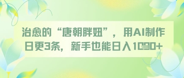 治愈的“唐朝胖妞”，用AI制作日更3条，新手也能日入多张-77so