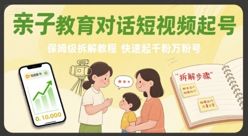 亲子教育对话短视频起号，保姆级拆解教程，快速起千粉万粉号-77so