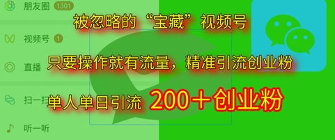 被忽略的“宝藏”视频号引流精准创业粉单人单日引流200+精准粉-77so