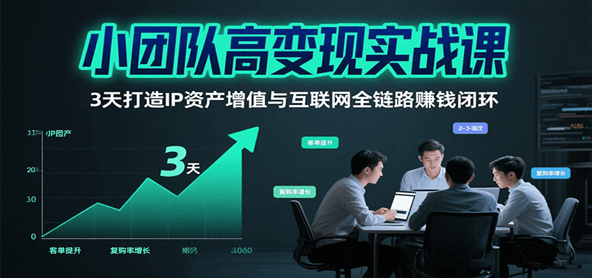 小团队高变现实战课，3天打造IP资产增值与互联网全链路赚钱闭环(第二期)-77so