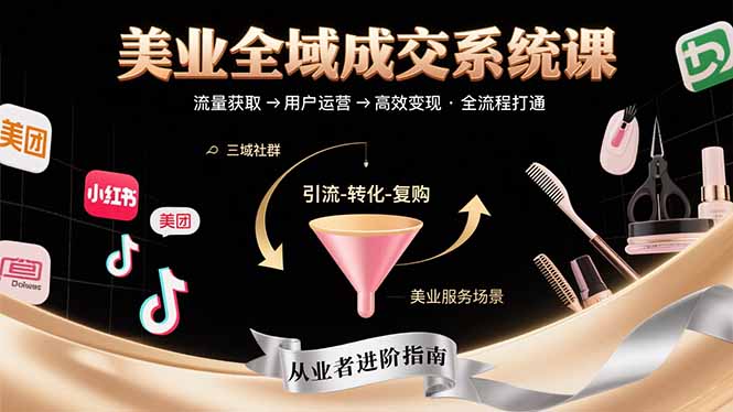 美业全域成交系统课程：帮助美业从业者打通从流量获取到高效变现全流程-77so
