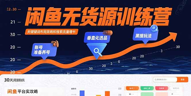 闲鱼无货源训练营：账号准备养号/垂直化选品/黑搜玩法，0基础30天盈利指南-77so