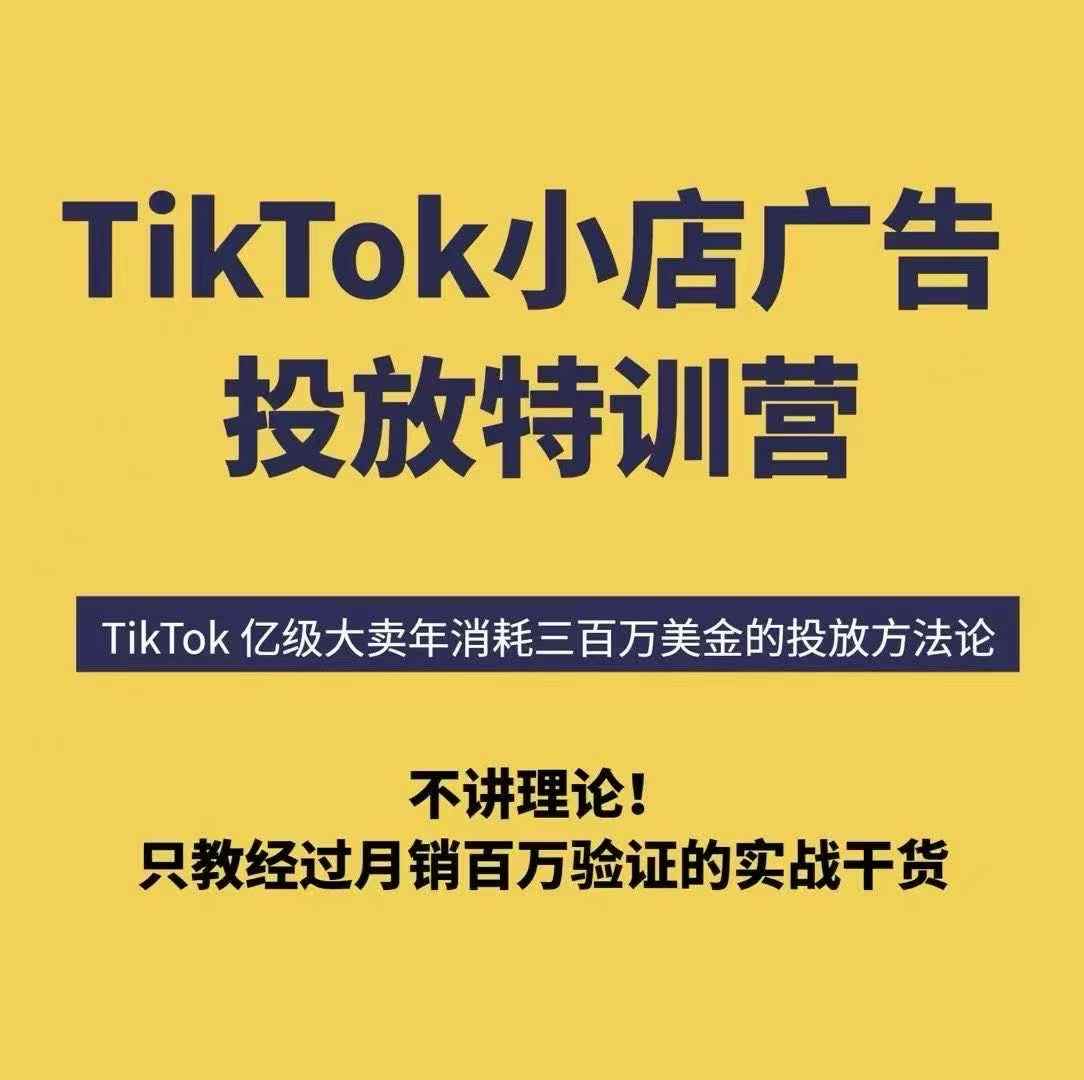 TikTok小店广告投放特训营，6天破局计划专治各种“投不动”，教你经过月销百万验证的实战干货-77so