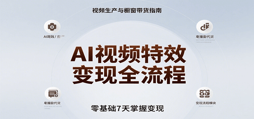 AI视频特效变现全流程，零基础7天掌握视频生产到橱窗带货变现-77so