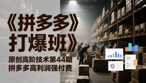 《拼多多打爆班》原创高阶技术第44期，拼多多高利润强付费-77so