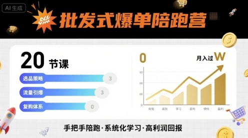 批发式爆单陪跑营，20节课带你实现批发式爆单，带你经松月入过W-77so