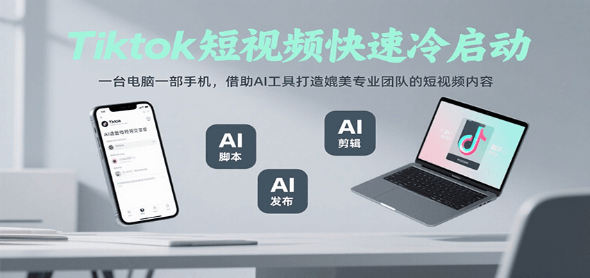 Tiktok短视频快速冷启动，一台电脑一部手机，借助AI工具打造媲美专业团队的短视频内容-77so