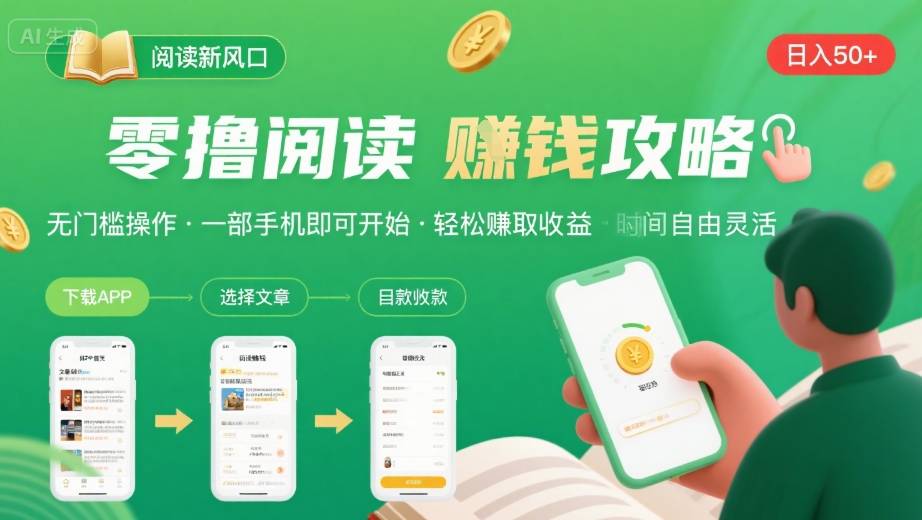 零撸阅读新风口，无门槛轻松挣，一部手机，日入 50-3张【揭秘】-77so