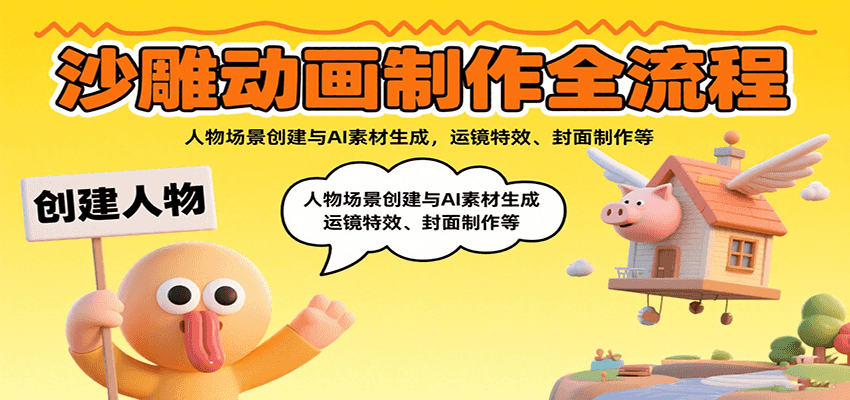 沙雕动画制作全流程：人物场景创建与AI素材生成，运镜特效、封面制作等-77so