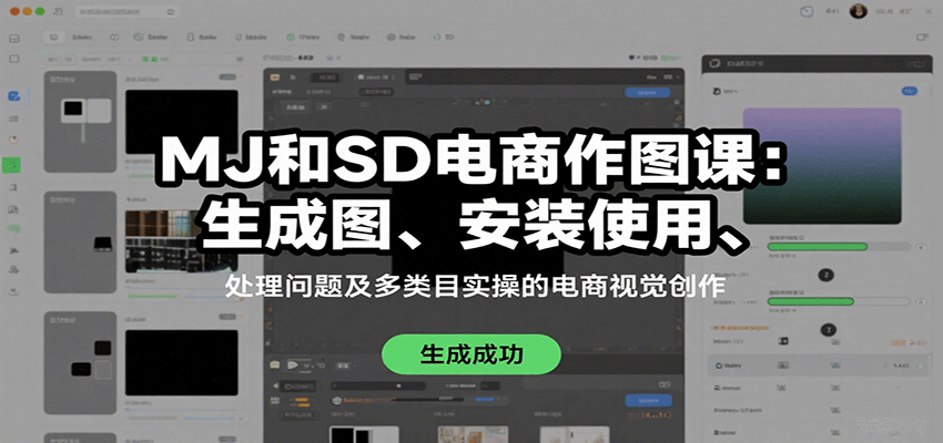 MJ和SD电商作图课：生成图、安装使用、处理问题及多类目实操的电商视觉创作-77so