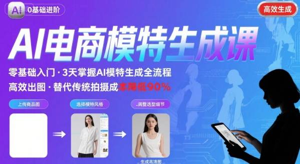 AI模特进阶课程，0基础高效生成逼真电商模特图-77so
