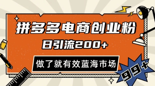 拼多多引流电商创业粉，日引200+，可矩阵放大，做了就有效【揭秘】-77so