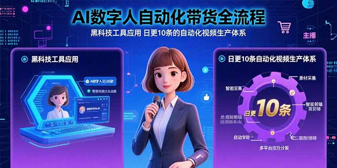 AI数字人自动化带货全流程：黑科技工具应用 日更10条的自动化视频生产体系-77so