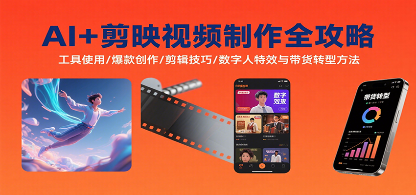 AI+剪映视频制作全攻略：工具使用/爆款创作/剪辑技巧/数字人特效与带货转型方法-77so
