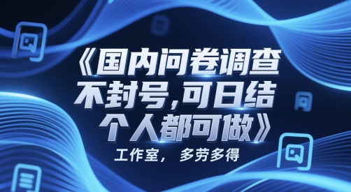 国内问卷调查，不封号，可日结，多劳多得，工作室，个人都可做-77so