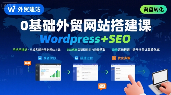 WordPress外贸建站+SEO优化课程，手把手教你从0到1搭建可获得询盘的外贸网站-77so