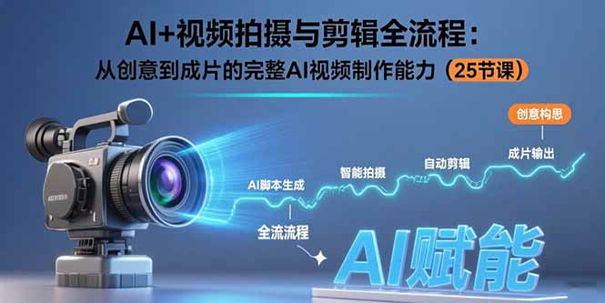 AI+视频拍摄与剪辑全流程：从创意到成片的完整AI视频制作能力(25节课-77so