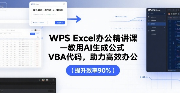 WPS Excel办公精讲课，教用 AI 生成公式，VBA 代码，助力高效办公-77so