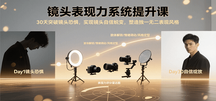 镜头表现力系统提升课，30天突破镜头恐惧实现自信蜕变，塑造独一无二表现风格-77so