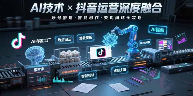 AI技术与抖音运营的深度融合应用：涵盖账号搭建、内容创作、收益变现等-77so