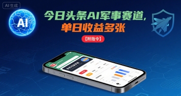 今日头条AI军事赛道，单日收益多张 ，手机可做【附指令】-77so