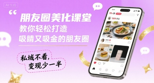 朋友圈美化课堂，教你轻松打造，吸睛又吸金的朋友圈，私域不看，变现少一半-77so