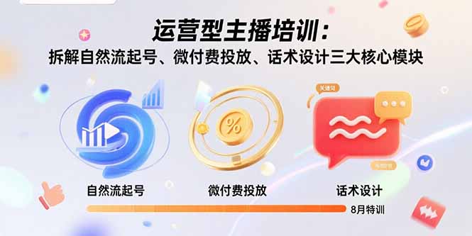 运营型主播培训：拆解自然流起号、微付费投放、话术设计三大核心模块-8月-77so
