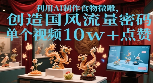 利用AI制作食物微雕，创造国风流量密码，单个视频10w+点赞-77so