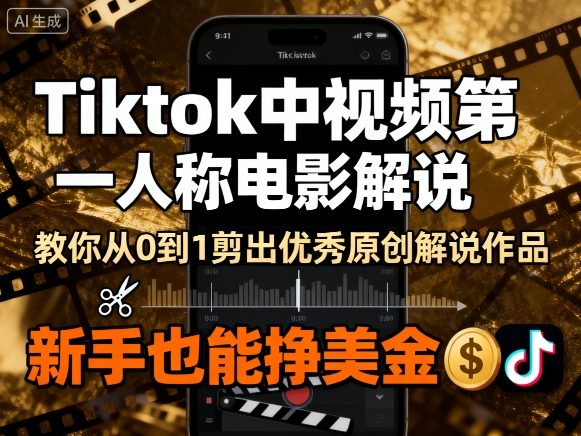 Tiktok中视频第一人称电影解说，教你从0到1剪出一个优秀的原创解说作品，新手也能挣美金-77so