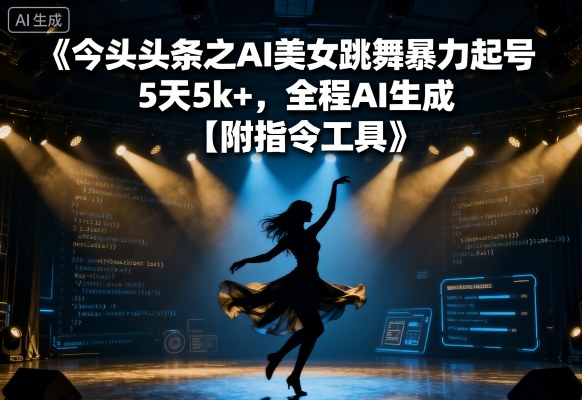今日头条之AI美女跳舞暴力起号，5天1k+，全程AI生成【附指令工具】-77so