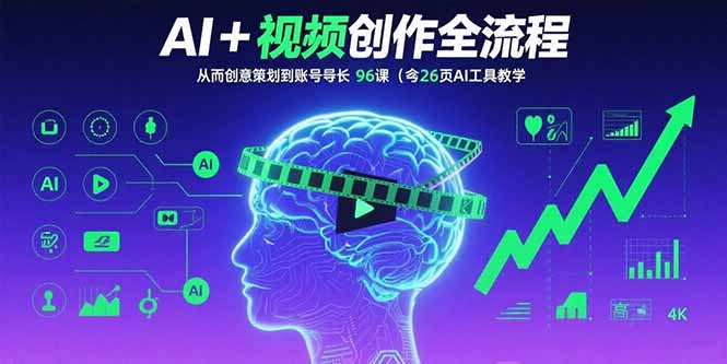 AI+短视频创作全流程：从创意策划到账号增长，96节课(含26项AI工具教学-77so