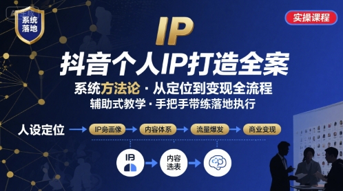 抖音个人IP系统落地实操大课，实操课程，辅助落地-77so