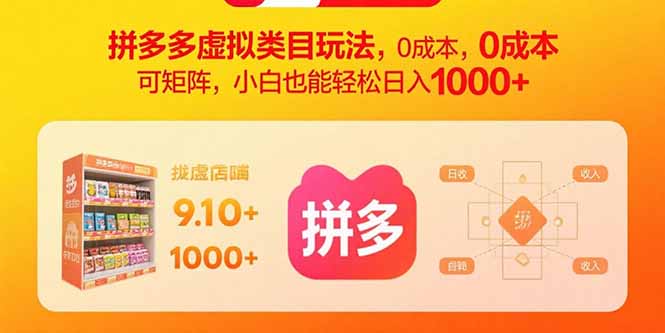 拼多多虚拟类目玩法，0成本，可矩阵，小白也能轻松日入1000+-77so